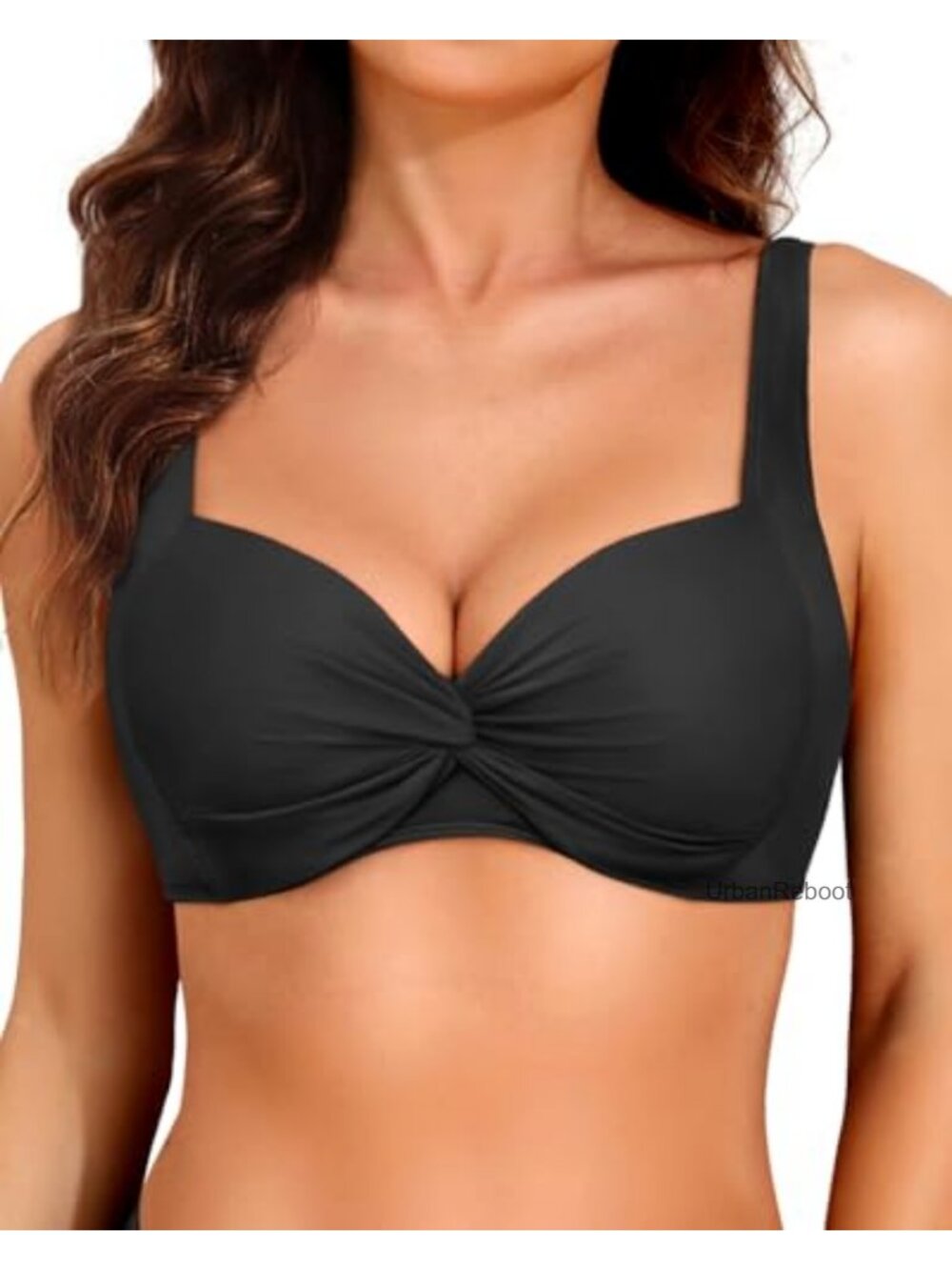 Underwire Push Up Bikini Top Padded Bra Adjustable Straps Twist Front V Neck